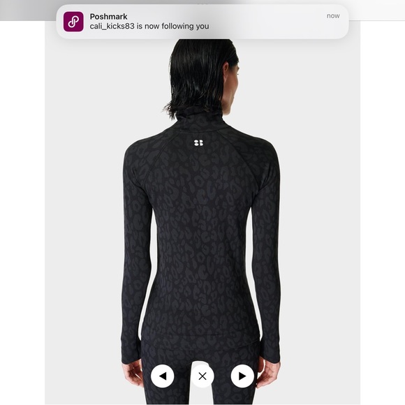 NWT Sweaty Betty High Neck Leopard Jacquard Base Layer Top - Picture 2 of 10